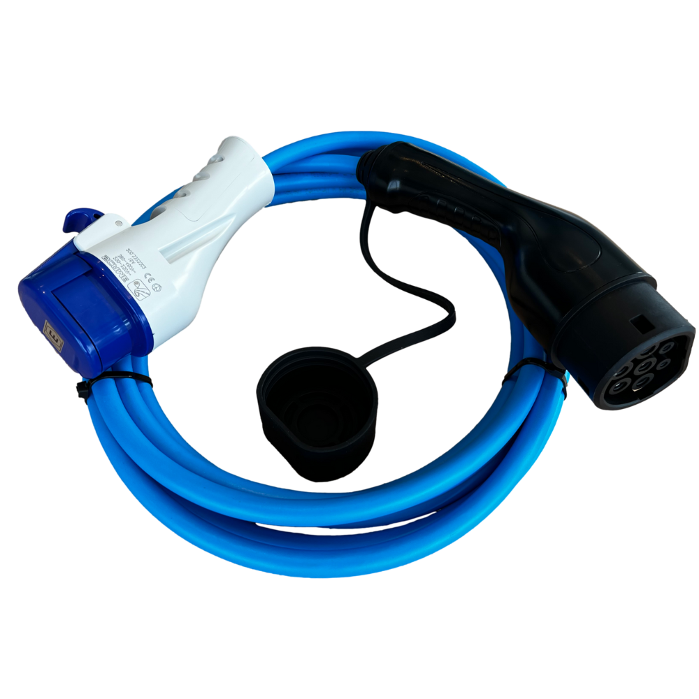 Reiselader type 2 til CEE, schuko & type 3 opp til 22 kW komplett sett (inkl. veske) Ladekabel