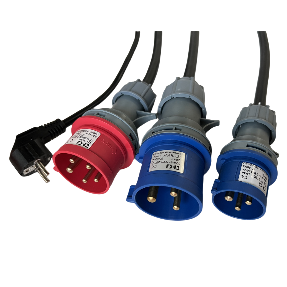 Reiselader type 2 til CEE, schuko & type 3 opp til 22 kW komplett sett (inkl. veske) Ladekabel