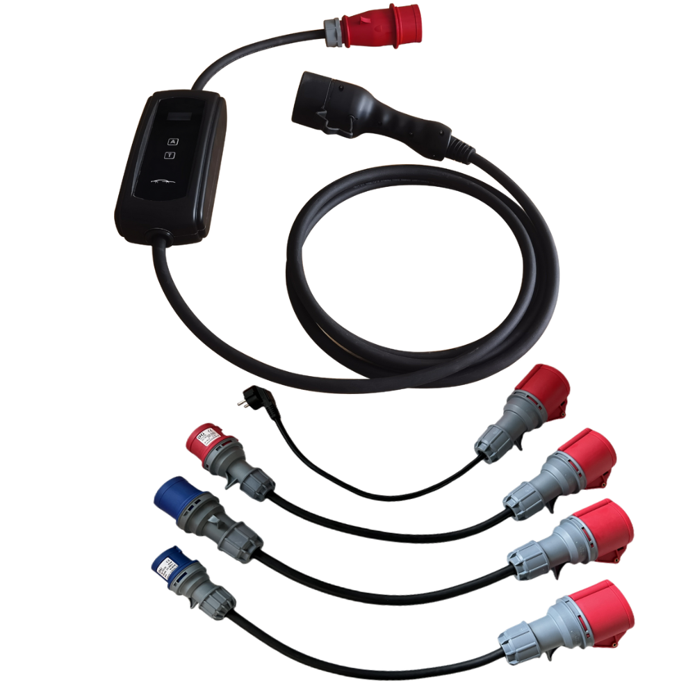 Reiselader type 2 til CEE & schuko opp til 22 kW komplett sett (inkl. veske) Ladekabel